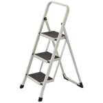 Escabeau en acier de 3 marches tabouret marche pied pliant l46 x l71 x h104 cm echelle avec pieds anti ...