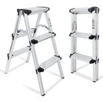 Escabeau marche pied pliante 3 marches antid�rapants �chelles pliable 3 - level max 150kg acier robust ...
