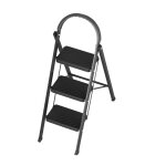 Escabeau pliant 3 marches - cremlank - support 150 kg - stable et robust pour travaux et rangement