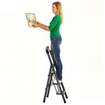 Escabeau - tabouret pliant portable en acier avec plateforme porte - outils - 3 marches - capacit� de ...