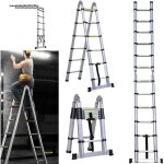 Escabeau tlescopique 38 m avec barre de support antidrapante chelle multi - usages chelle en aluminium ...