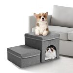 Escaliers pour chien  2 marches escalier pliable pour animaux avec bote rangement rampe antidrapante ...