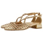 Escarpins pour femme - gioseppo - or - cuir tress� souple
