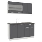 Esilo am�nagement de la cuisine cuisine modulaire 140 cm blanc gris.