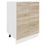 Esilo meuble bas de cuisine 60 cm 2 portes blanc d�cor ch�ne.