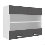 Esilo meuble haut de cuisine 80 cm 2 portes en verre blanc gris. Esilo meuble haut de cuisine 80 cm 2 portes en verre blanc gris.