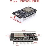 Esp - 32s esp32 lot de 2 modules dantenne double mode 24 ghz wifi + bluetooth double mode avec ultra ...