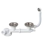 Espace vidage évier (diamètre 90 cm) 2 bacs avec bonde à panier - encombrement sous évier : 143 mm Espace vidage évier (diamètre 90 cm) 2 bacs avec bonde à panier - encombrement sous évier : 143 mm