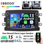 Essgoo autoradio android 15 4 + 64go pour renault dacia duster dokker carplay voiture gps doppel din ...