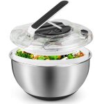Essoreuse � salade 45l en acier inoxydable grande avec couvercle salad spinner pour laver et �goutter ...
