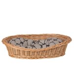 The wicker stories - panier en osier naturel pour chien / chat 90x70 cm avec coussin beige