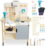 Etabli enfant en bois - mamabrum - grand atelier bois avec outils xxl - 74 lments - kit diy - table ...