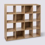 Etag�re biblioth�que avec 16 cases en bois coloris naturel - longueur 1355 x profondeur 32 x hauteur ...