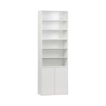 Etagère. bibliothèque modulable décor bois blanc 3 éléments - 2 portes 5 étagères l 70 x p 35 x h 210cm ... Etagère. bibliothèque modulable décor bois blanc 3 éléments - 2 portes 5 étagères l 70 x p 35 x h 210cm ...