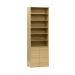 Etag�re. biblioth�que modulable d�cor bois ch�ne 3 �l�ments - 2 portes 5 �tag�res l 70 x p 35 x h 210cm ...