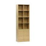 Etag�re. biblioth�que modulable d�cor bois ch�ne 3 �l�ments - 2 portes 8 niches l 70 x p 35 x h 210cm ...