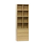 Etag�re. biblioth�que modulable d�cor bois ch�ne 3 �l�ments - 3 tiroirs 8 niches l 70 x p 35 x h 210cm ...
