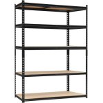tagre charge lourde - meuble de rangement - acier - 5 niveaux - capacit 650 kg - noir
