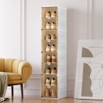 étagère à chaussures portable pour salon armoire de rangement empilable avec portes et étagères boîte ... étagère à chaussures portable pour salon armoire de rangement empilable avec portes et étagères boîte ...
