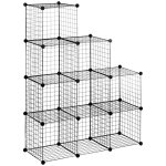 tagre cube - homcom - modulable diy - 9 compartiments - en treillis mtallique - pour salon chambre ...