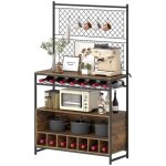 tagre de cuisine 5 crochets meuble rangement mtal pour pices et casseroles avec plan de travail marron ...