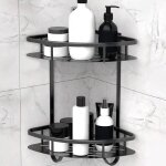 �tag�re de douche - ynkkvre - aluminium - noir - sans per�age - rangement optimal