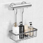 tagre de douche  suspendre - en acier inoxydable - gris - 30 x 13 x 375 cm - support de shampooing ...