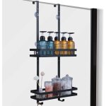 Etagre de douche  suspendre etagre douche au - dessus de la porte panier suspendu 2 niveaux etagre ...