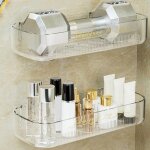 �tag�re de douche - yyv - blanc transparent - montage mural sans per�age - �tanche - trous de drainage ...