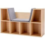 tagre enfant 6 compartiments avec tabouret banc et coffre  jouets 3 coussins inclus gris + naturel ...