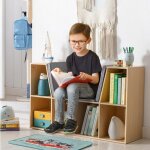 Étagère enfant avec tabouret et 6 compartiments - banc rangement avec coffre À jouets et 3 coussins gris ... Étagère enfant avec tabouret et 6 compartiments - banc rangement avec coffre À jouets et 3 coussins gris ...