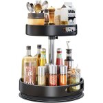 Étagère à Épices 2 niveaux organisateur ajustable pour cuisine plateau tournant pour armoire Étagère à Épices 2 niveaux organisateur ajustable pour cuisine plateau tournant pour armoire