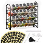 tagre  pices avec 28 pots en verre & 120 tiquettes - organisateur de cuisine mural ou posable - ...