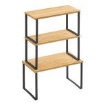 tagre  pices lot de 3 empilables porte - pices extensible en mtal et bambou noir encre et beige ...