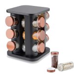 Étagère à épices - inox - e - 8255 - 12 récipients en verre - support rotatif - design contemporain Étagère à épices - inox - e - 8255 - 12 récipients en verre - support rotatif - design contemporain