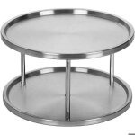 tagre  pices rotative inox support condiments gris et blanc 2 niveaux rangement cuisine pratique