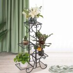 Etagre  fleurs - zhongli - porte plantes en mtal - 5 tablettes - noir