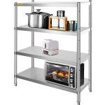 tagres inox de rangement de cuisine - vevor - 122x601x1473 cm - charge 150 kg - pour cuisine garage ...