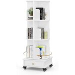 Biblioth�que rotative - �tag�re � livres 3 niveaux sur roulettes 1 tiroir coin panneau de particules ...