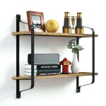 �tag�re murale 2 niveaux en bois - style industriel - pour salon chambre bureau salle de bains ou cuisine ...