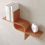 tagre murale flottante en bois cerisier ? design ondul ? 65cm ? rangement mural dcoratif