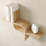 �tag�re murale flottante en bois fr�ne ? design ondul� ? 65cm ? rangement mural d�coratif