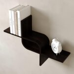 �tag�re murale flottante en bois weng� ? design ondul� ? 65cm ? rangement mural d�coratif