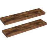 �tag�res murales - hoobro - lot de 2 - tablettes flottantes - 80 cm - salle de bain - marron rustique ...