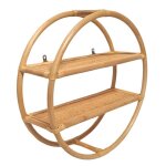 Etag�re murale ronde d. 60 cm en rotin naturel 2 tablettes - hazel meubletmoi