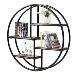 Étagère murale ronde - relax4life - 4 niveaux - en acier et bois - bibliothèque design industriel - charge ... Étagère murale ronde - relax4life - 4 niveaux - en acier et bois - bibliothèque design industriel - charge ...