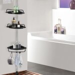 tagre murale - etagre de salle de bain  4 niveaux en acier inoxydable avec plateau en plastique - ...