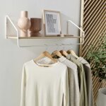 Penderie étagère murale bois et métal l90 cm nelo blanc Penderie étagère murale bois et métal l90 cm nelo blanc