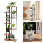 Étagère porte - plante multifonction à 7 niveaux - escalier décoratif pour fleurs - 47x24x126 cm - couleur ... Étagère porte - plante multifonction à 7 niveaux - escalier décoratif pour fleurs - 47x24x126 cm - couleur ...