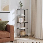tagre de rangement - non spcifi - 40x30x123 cm - verre noir - acier - design contemporain